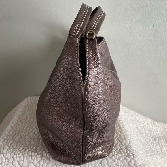 Coldwater Creek bronze pebbled leather hobo bag - Picture 3 of 8